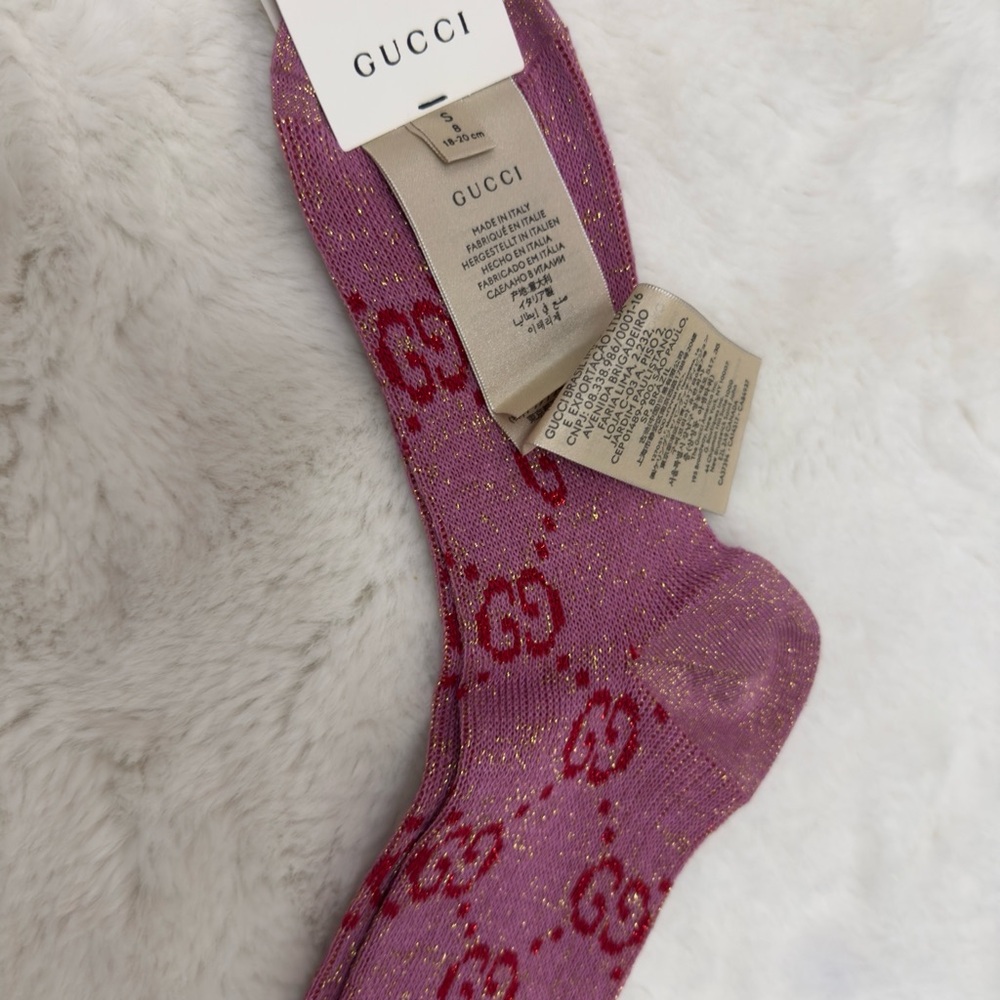 Gucci Pink and Red Patterned Socks